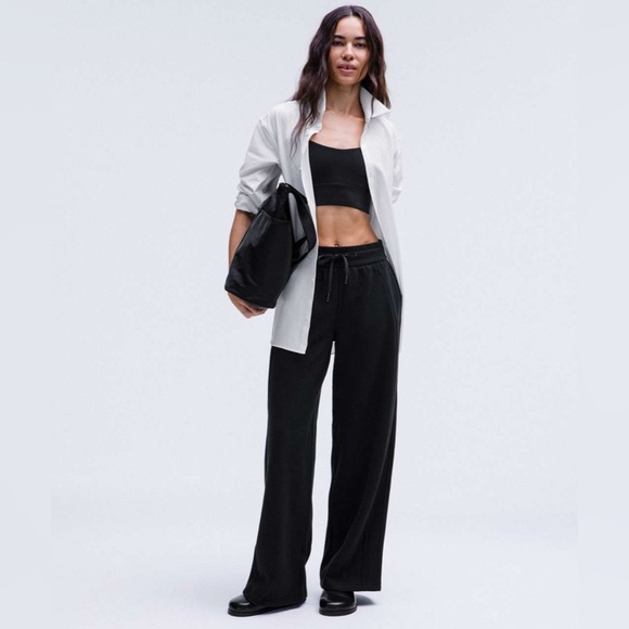 Lululemon Scuba Mid-Rise Wide-Leg Pant *Regular in Black W5GT6S Sweatpants - Picture 1 of 14